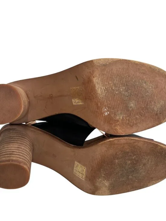 Madewell The Ruthie sandals black leather criss cross ankle strap high heel 9 - Picture 8 of 12